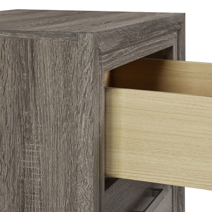 Brown Oak 2-Drawer Transitional Nightstand, Engineered Wood
