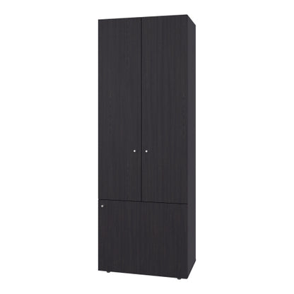 3-Door Tall Wardrobe Cabinet with 4 Shelves – Freestanding Storage Armoire for Bedroom or Entryway, Wenge