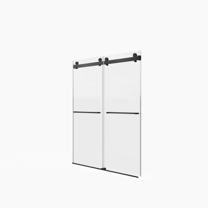 56-60"W x 70"H Frameless Double Sliding Shower Door,5/16" (8mm) Thick SGCC Tempered Clear Glass,Double Side Easy Clean Coat, Matte Black Finished With Buffer
