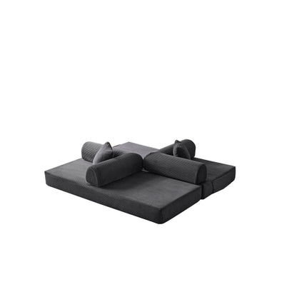 78.8 inch  Grey Corduroy Convertible Compression Boneless Floor Sofa-Bed