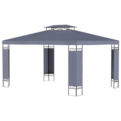 Outsunny 10' x 13' Patio Gazebo, Double Roof Outdoor Gazebo Canopy Shelter with Screen Decorate Corner Frame, for Garden, Lawn, Backyard and Deck, Gray