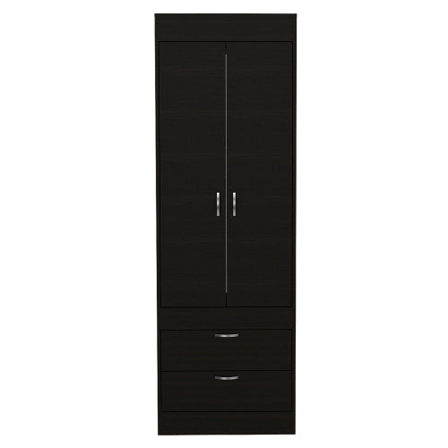 Armoire, Rod, Double Door, Two Drawers, Metal Handles