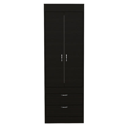 Armoire, Rod, Double Door, Two Drawers, Metal Handles