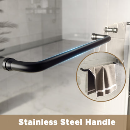 50-54" W × 72" H Tempered Glass with Explosion Proof Film, Aluminum Frame Double Sliding Shower Door, "1/4 (6 mm), Stainless Steel handle, Matte Black