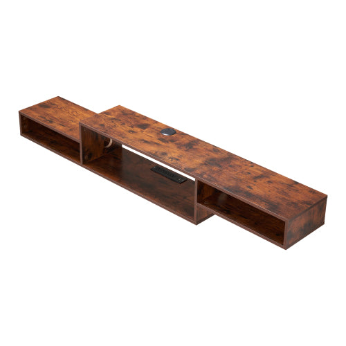 Floating 70 inch Wall Mounted TV Stand with Power Outlets and Storage