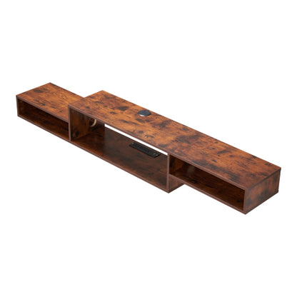 Floating 70 inch Wall Mounted TV Stand with Power Outlets and Storage