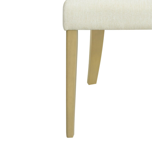 Set of 2 Light Ash Rubberwood Open Back Dining Chairs, Minimalist Beige Upholstered Armless Side Chairs