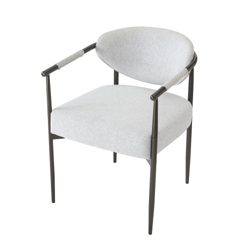 Modern Dining Chairs Set of 2, Upholstered Armchairs with Bronze Iron Frame, Beige Cushion