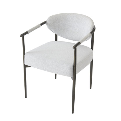 Modern Dining Chairs Set of 2, Upholstered Armchairs with Bronze Iron Frame, Beige Cushion