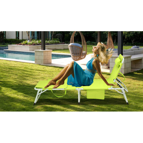 3-in-1 Heavy Duty Tanning Chair with Face Hole Adjustable 5-Position Folding Chaise Lounge Chairs for Outside Portable Lay Flat Beach Lounge Chair for Outdoor Sunbathing Patio Pool Lawn Camping Deck P