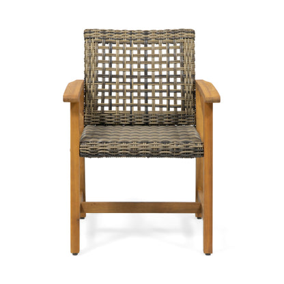 HAMPTON WOOD AND WICKER DINING CHAIR( SET OF 2 )
