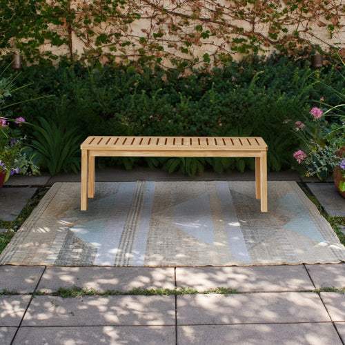 52.1" Outdoor Solid Wood Knot-Free Pine Backless Dining Swimming Pool Beach Bench with Slatted Seat – Modern Bench, Perfect for Patio, Backyard, Entryway, Hallway, Living Room, Bedroom, Front Door