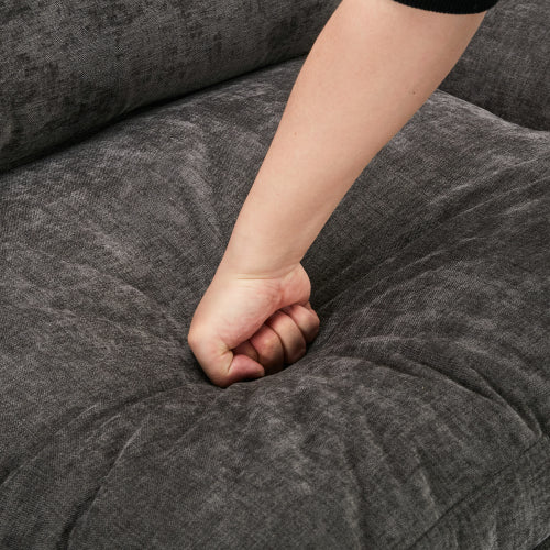 68.1-Inch Grey Cloud-Style Loveseat Sofa Double-Layer Cushion Chenille Couch with Detachable Lumbar Pillow
