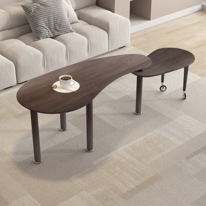 Rotating Coffee Table Walnut Veneer Nesting Lift Top Solid Wood Living Room Center Table