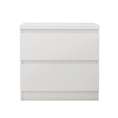 19.7inch White Nightstand with 2 Drawers, Handle Free Storage Side Table for Bedroom
