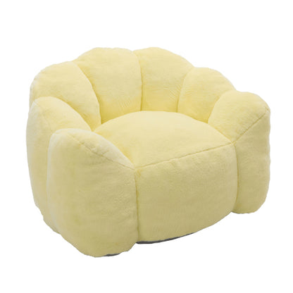 Yellow Lotus-Shape Compression Bean Bag Sofa with Pull Ring, No Assembly