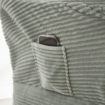 Lazy Chair with Ottoman, Modern Lounge Accent Chair with Armrests and a Side Pocket