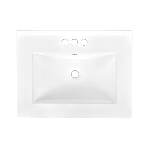 24'' Bathroom Vanity with Top Sink, 2-Tier Modern Bathroom Storage Cabinet, Single Sink Bathroom Vanity, Large Storage Shelves