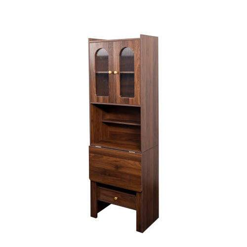 Fold Out Convertible Writing Table Multi-Functional Cabinet With Shelf Drawer Space Saving Home Office Desk