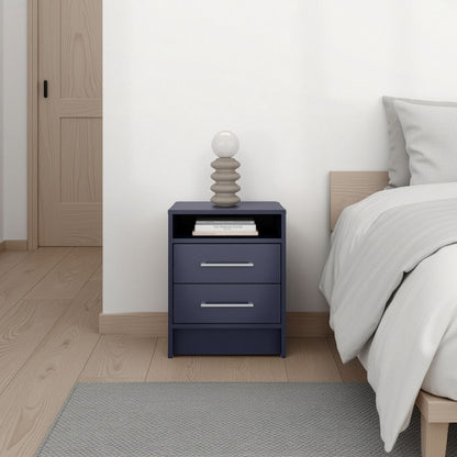 Modern Nightstand with Open Shelf and 2 Drawers, Minimalist Bedside Storage Table