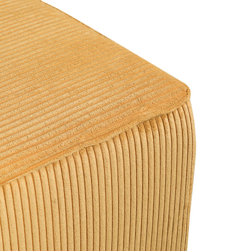Yellow Corduroy Square Modular Ottoman, Plywood Frame Pocket Coil Footrest for Living Room Sofa Sets