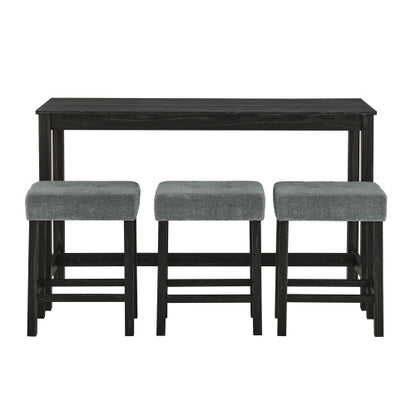 59 Inch Bar Table, Dining Table, Sofa Table with Power Outlet, 3 Upholstered Stools, 4 Piece Bar Table and Chair Set for Living Room, Dining Room, Kitchen