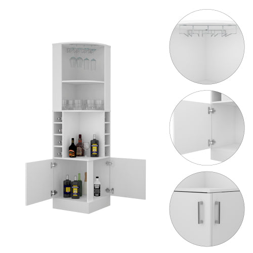 Seattle Bar Cabinet, Eight Bottle Cubbies, Two Large Open Shelves
