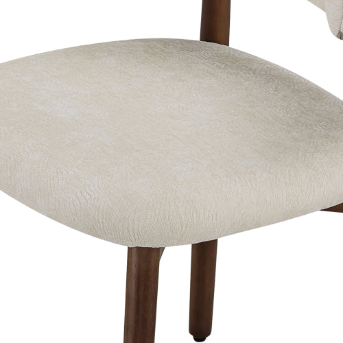 Farmhouse Chenille Dining Chairs with Solid Wood Legs, Set of 2, Beige