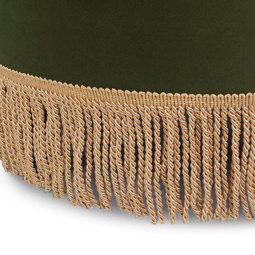24 inch Round Upholstered Accent Ottoman, Olive Green Performance Velvet Round Foot Stool