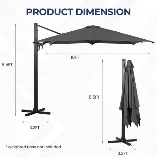 6.5 x 10 ft Black Rectangular Patio Umbrella with Crank, Tilt, Polyester UV-Resistant Canopy for Pool, Backyard & Patio (Without base)