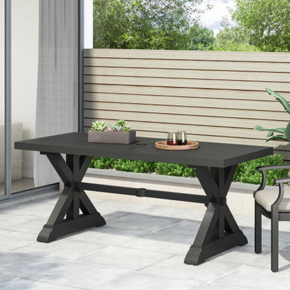 Outdoor Dining Table, Antique Matte Black
