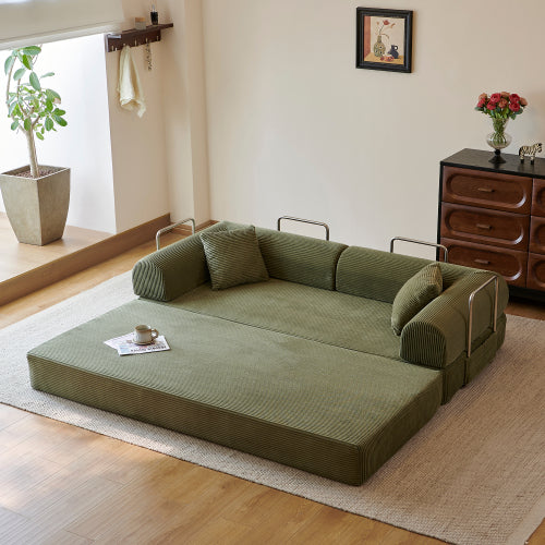 78.8 inch  Corduroy Convertible Sofa Bed, Boneless Loveseat