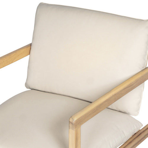Outdoor Acacia Wood Armchair, Set of 2, Patio Club Chair with Cushions, Light Teak