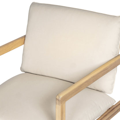 Outdoor Acacia Wood Armchair, Set of 2, Patio Club Chair with Cushions, Light Teak
