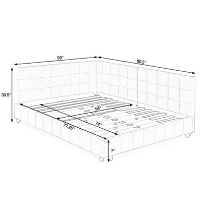Full Size Upholstered Tufted  Bed Frame, Sofa Bed Frame with Comfortable Backrest and Armrests, Full Size Bed for Bedroom, Living Room,Velvet, Black(80.5inch *59inch *30.5inch )