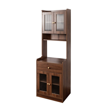 Kitchen Pantry Hutch Storage Cabinet, Farmhouse Kitchen Hutch Buffet Cabinet with Microwave Stand, Freestanding Buffet Sideboard Coffee Bar Cabinet