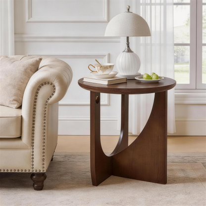 100% Solid Wood Side Table Natural Round End Table Rustic Accent Furniture