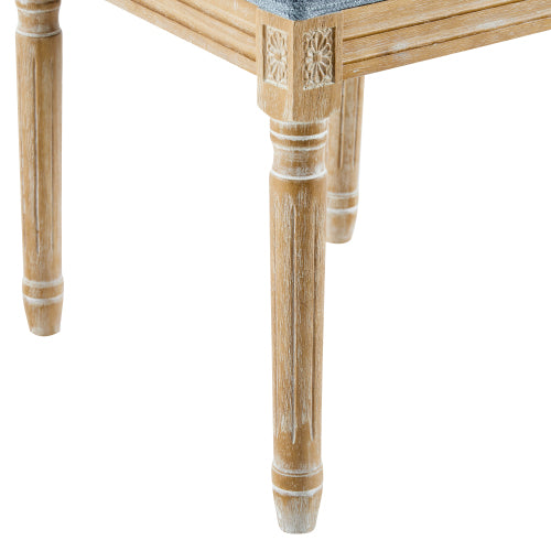 Set of 2 French Country Cane Back Dining Chairs, Weathered Rubberwood Fluted Leg Vintage Kitchen Chairs