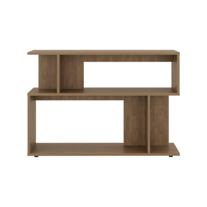 Asymmetrical Sofa Side Table with Open Storage & Top Shelf