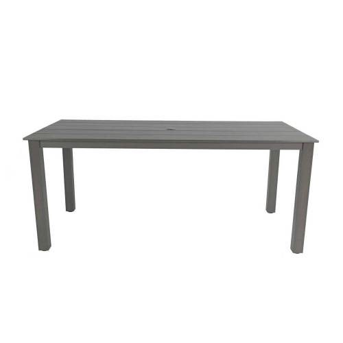 A wooden-textured imitation wood dining table, simple yet with a high quality feel. It has a small tabletop and is perfect for outdoor picnics. Charcoal gray, 68.9 inches.