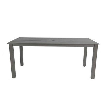 A wooden-textured imitation wood dining table, simple yet with a high quality feel. It has a small tabletop and is perfect for outdoor picnics. Charcoal gray, 68.9 inches.