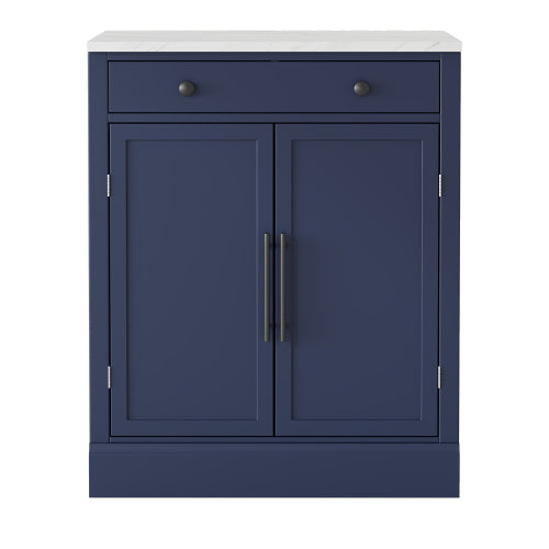 Modern Freestanding Kitchen Pantry,Buffet Food Storage, Coffee Bar Cabinet with Drawer, 2 Adjustable Shelves and 2 Door Shelves for Dining, Kitchen, Blue