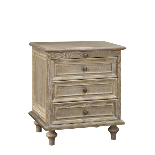 Farmhouse Nightstand with 4 Drawers, Pull-Out Tray and Storage