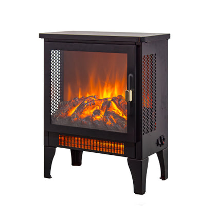 17 inch Freestanding Electric Fireplace Stove heater with 3D Flame effect,Black