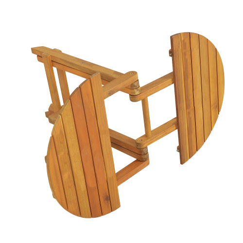 NO INSTALLATION REQUIRED, FOLDABLE AND ADJUSTABLE OUTDOOR ACACIA WOOD SIDE TABLE (TEAK FINISH)