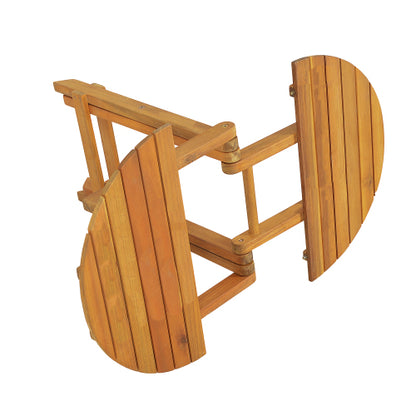 NO INSTALLATION REQUIRED, FOLDABLE AND ADJUSTABLE OUTDOOR ACACIA WOOD SIDE TABLE (TEAK FINISH)