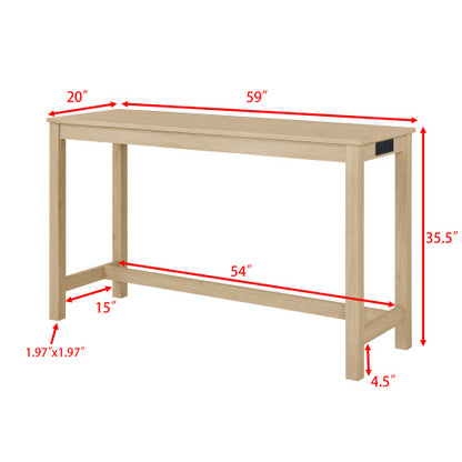 59 Inch Bar Table, Dining Table, Sofa Table with Power Outlet, 3 Upholstered Stools, 4 Piece Bar Table and Chair Set for Living Room, Dining Room, Kitchen