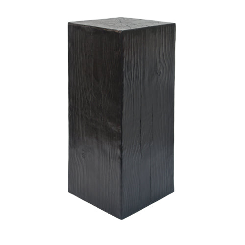 Wood-Look Square-Column MGO End Table, H33.75",Wood-Like Distressed Finish, Mix with Different Heights, Indoor Outdoor Use,Black Color