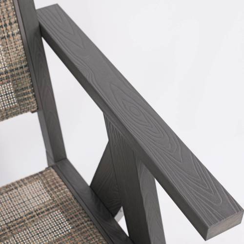 Lounge chair CHARCOAL GREY color, suitable for all seasons: Outdoor lounge chair, made of sturdy HIPS material, equipped with 304 stainless steel accessories.