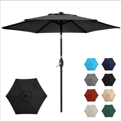 7.5 Feet Black Market Umbrella with Crank Lift & Tilt. UV-Resistant Canopy for Pool, Backyard & Patio (Without base)